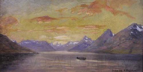 Knud Bergslien Nordnorsk fjordidyll Norge oil painting art